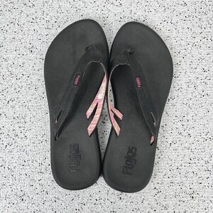 Flojos Black Pink Thong Flip Flop‎ Sandals Womens Size 9 Casual Beach